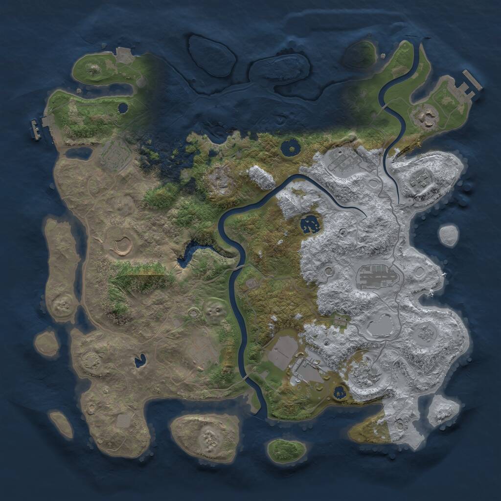Rust Map: Procedural Map, Size: 4000, Seed: 1870973896, 16 Monuments