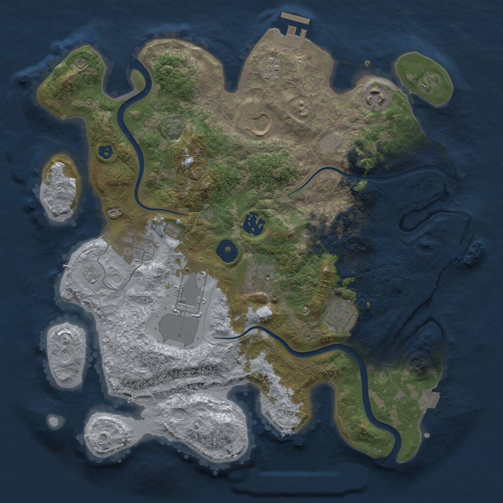 Rust Map: Procedural Map, Size: 3500, Seed: 1320174151, 14 Monuments