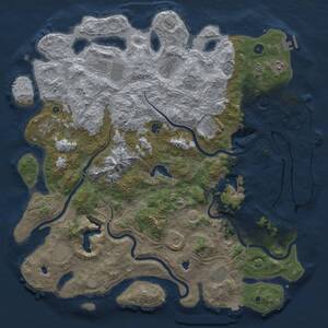 Thumbnail Rust Map: Procedural Map, Size: 5000, Seed: 1155182824, 16 Monuments