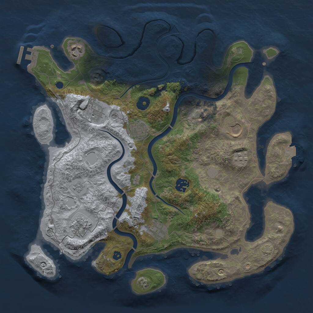 Rust Map: Procedural Map, Size: 3500, Seed: 4367051, 13 Monuments