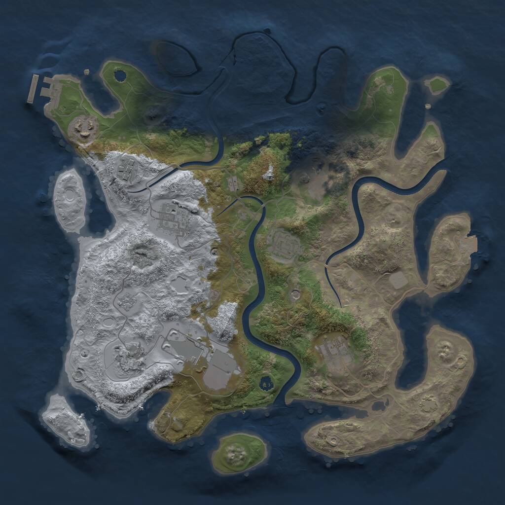 Rust Map: Procedural Map, Size: 3500, Seed: 4367051, 13 Monuments