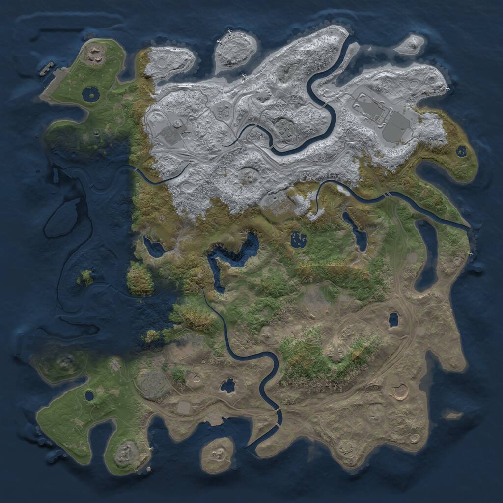 Rust Map: Procedural Map, Size: 4500, Seed: 1252784823, 16 Monuments