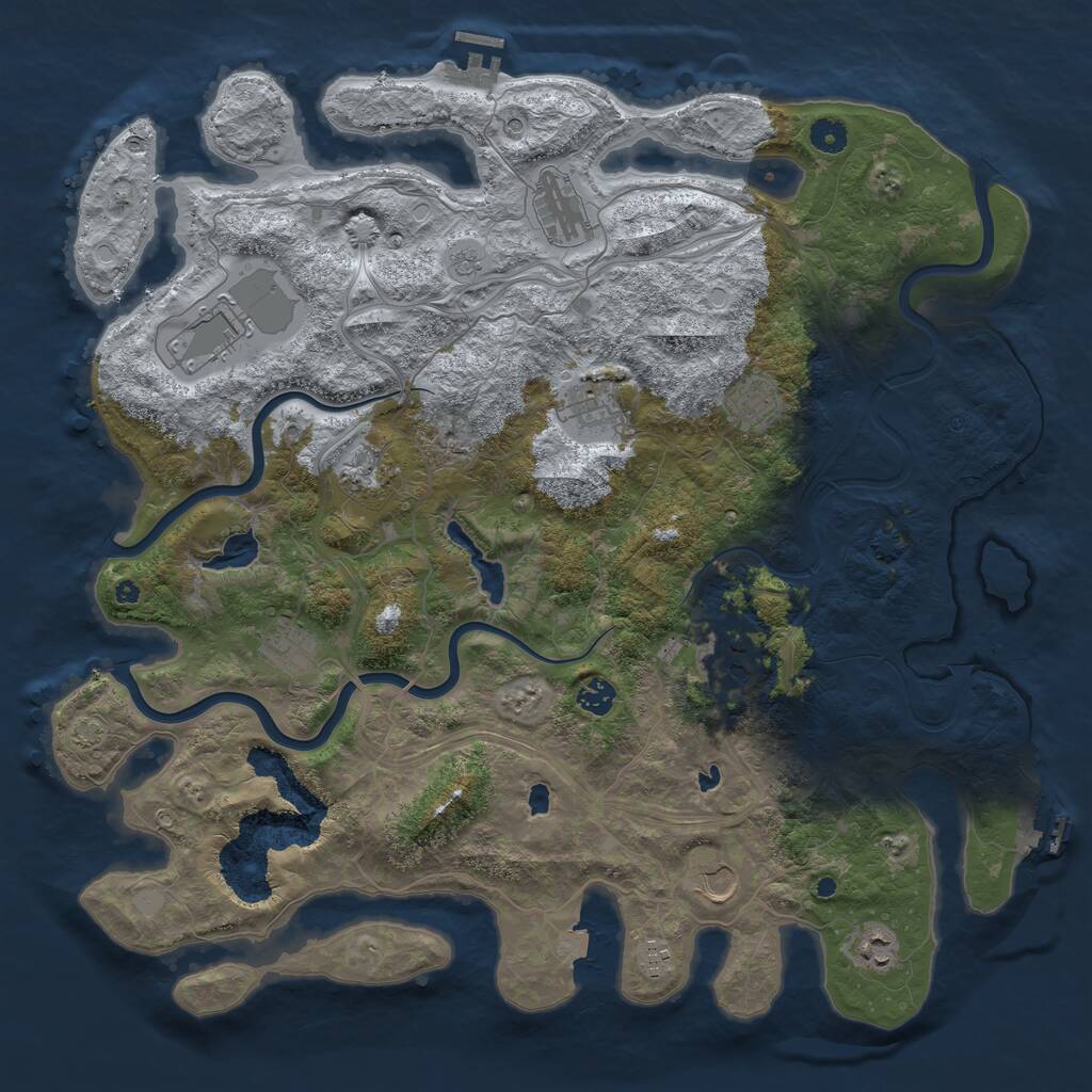 Rust Map: Procedural Map, Size: 4500, Seed: 809590411, 17 Monuments