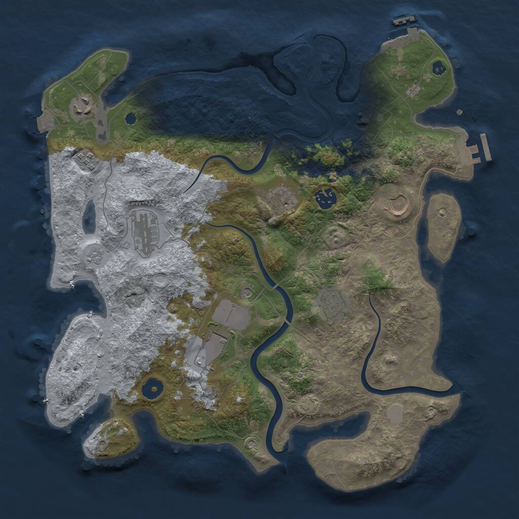 Rust Map: Procedural Map, Size: 3750, Seed: 1921707772, 15 Monuments
