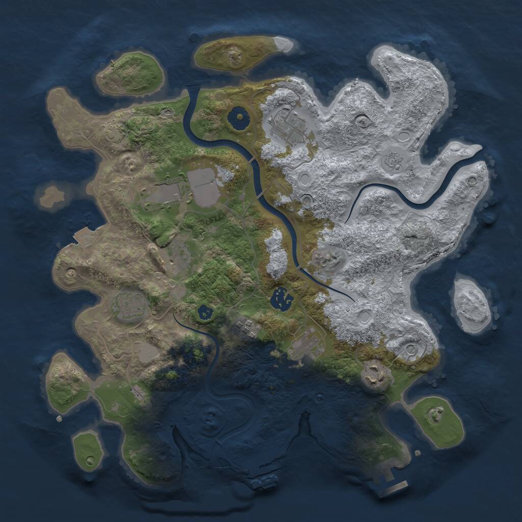 Rust Map: Procedural Map, Size: 3500, Seed: 1257308838, 14 Monuments