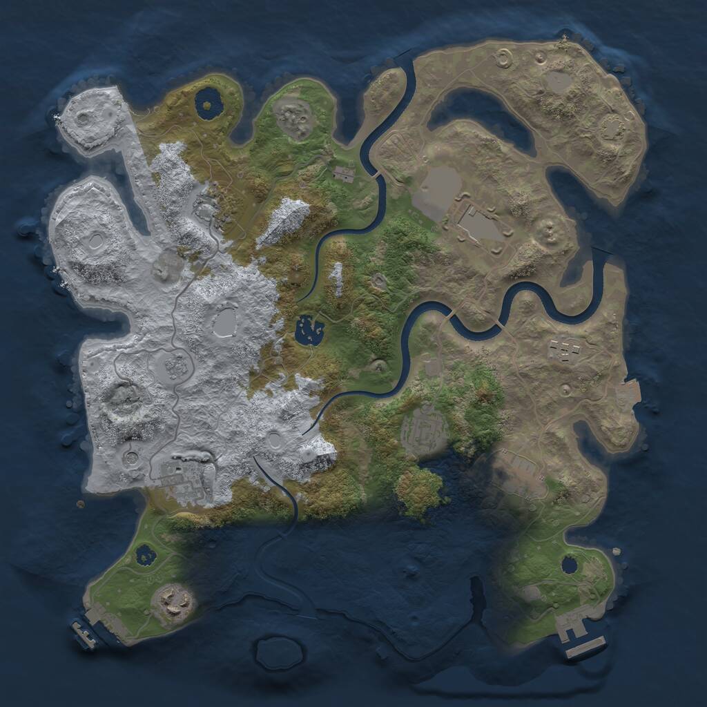 Rust Map: Procedural Map, Size: 3500, Seed: 727995786, 14 Monuments