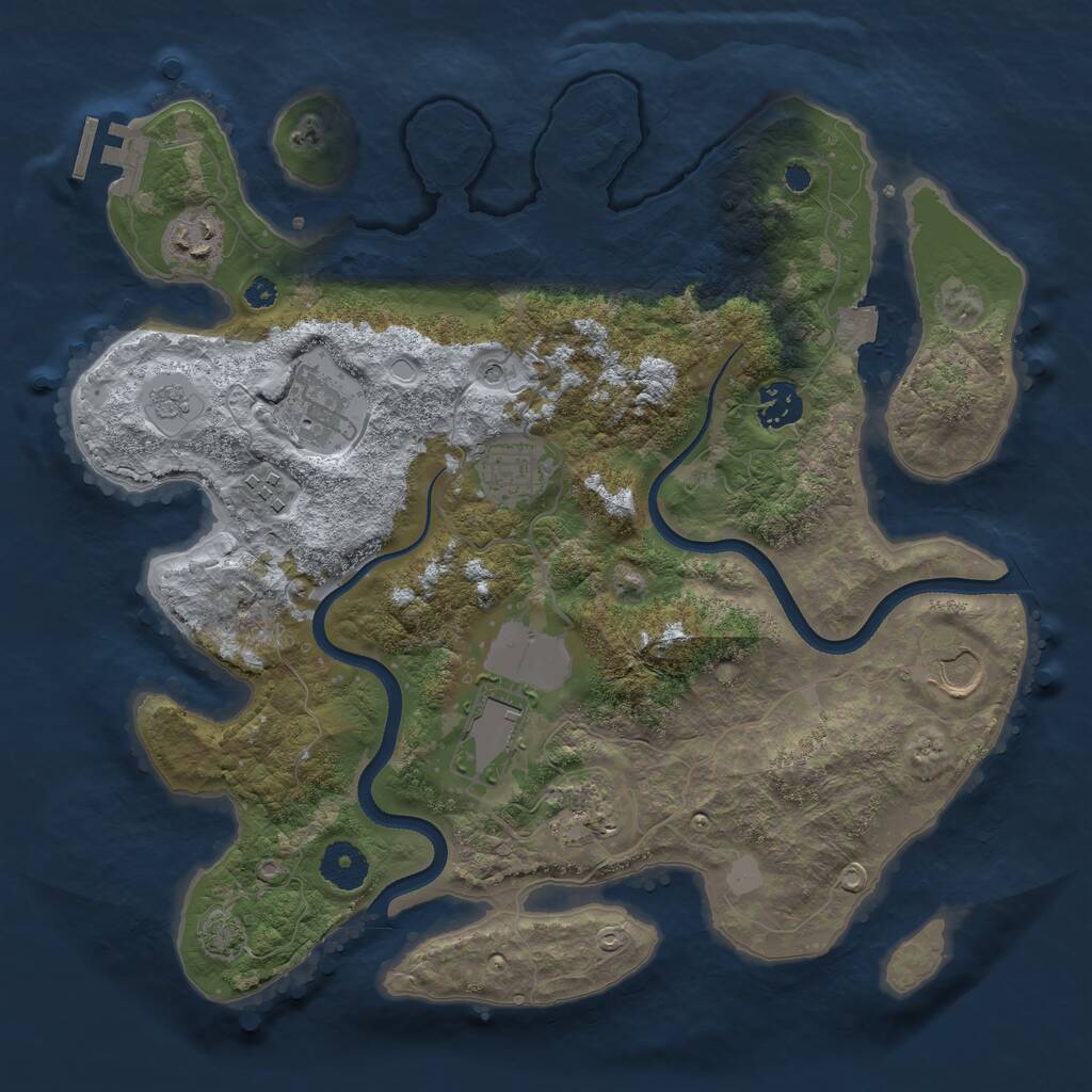 Rust Map: Procedural Map, Size: 3500, Seed: 92977453, 13 Monuments