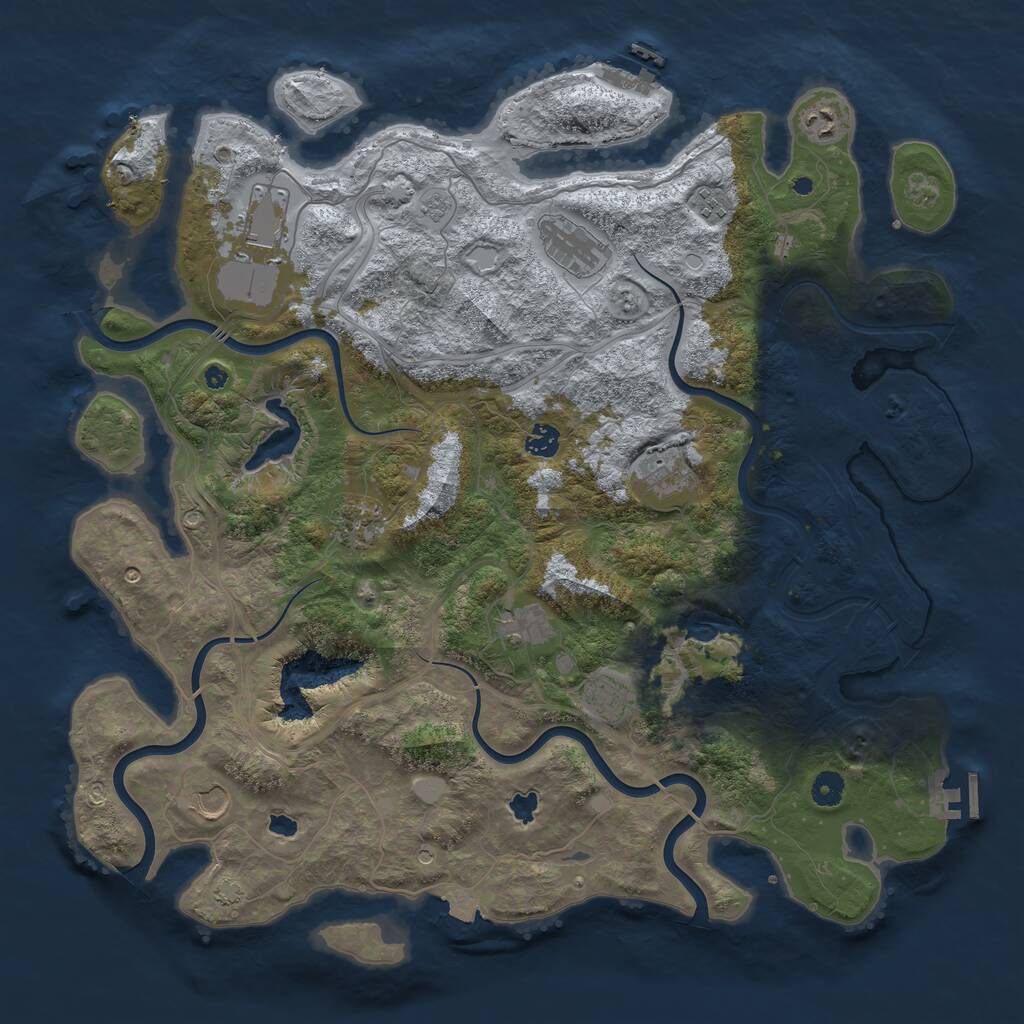 Rust Map: Procedural Map, Size: 4500, Seed: 751784324, 16 Monuments