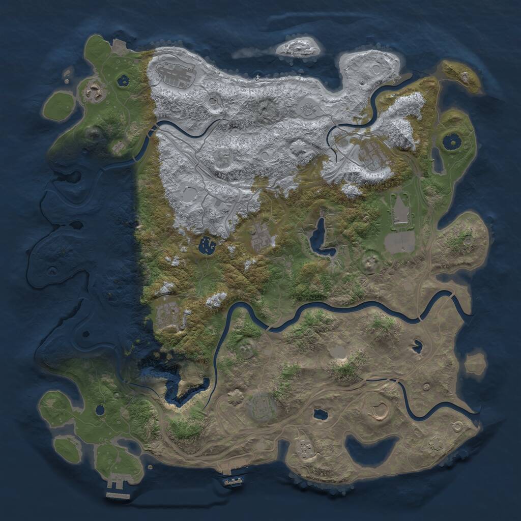 Rust Map: Procedural Map, Size: 4500, Seed: 1834888740, 16 Monuments