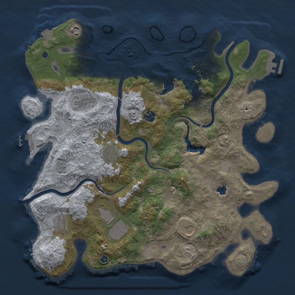 Rust Map: Procedural Map, Size: 4000, Seed: 1230368870, 14 Monuments