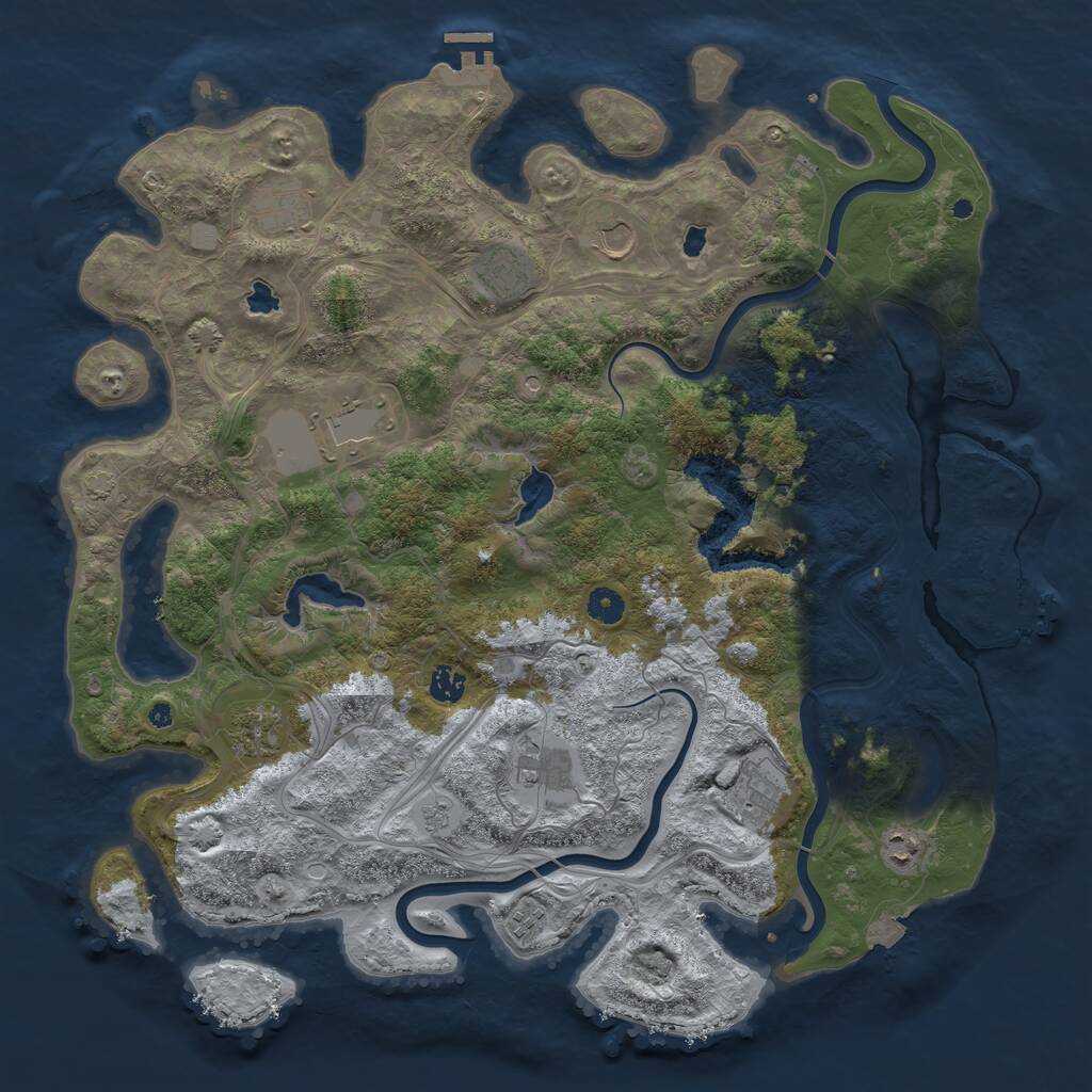 Rust Map: Procedural Map, Size: 4500, Seed: 448996541, 16 Monuments