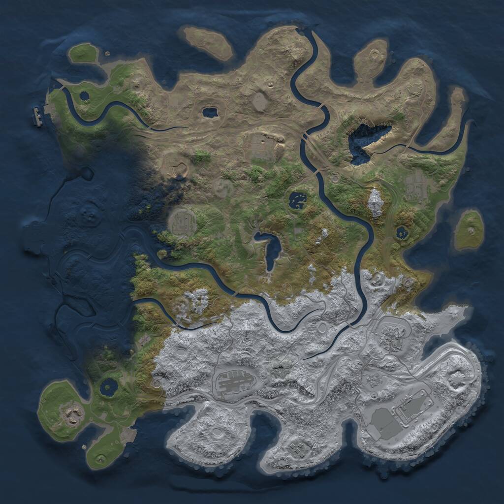 Rust Map: Procedural Map, Size: 4250, Seed: 1240120840, 16 Monuments