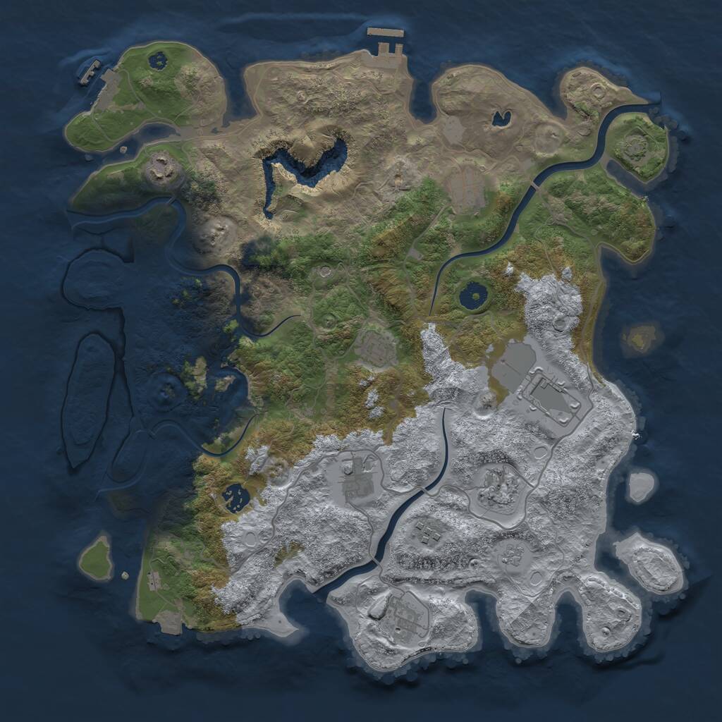 Rust Map: Procedural Map, Size: 4000, Seed: 990461182, 15 Monuments