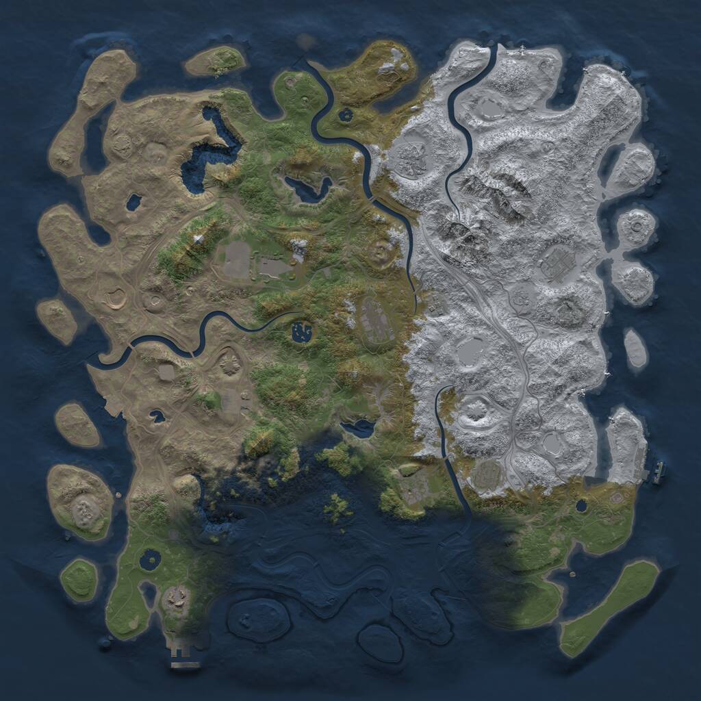 Rust Map: Procedural Map, Size: 5000, Seed: 694387247, 17 Monuments