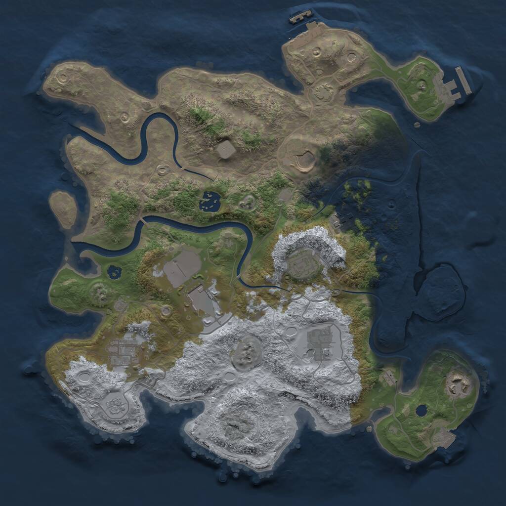 Rust Map: Procedural Map, Size: 3500, Seed: 35553, 14 Monuments