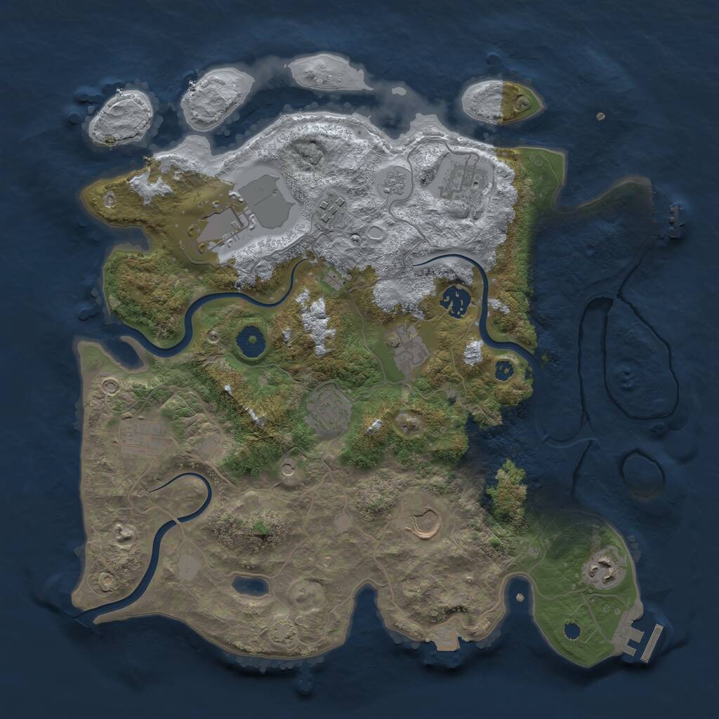 Rust Map: Procedural Map, Size: 3650, Seed: 77933494, 15 Monuments
