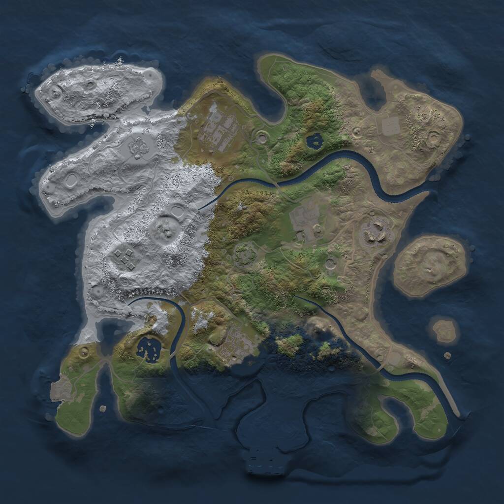 Rust Map: Procedural Map, Size: 3000, Seed: 760721671, 11 Monuments