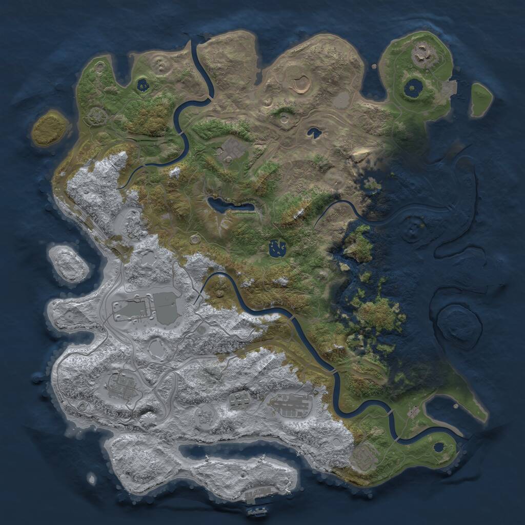 Rust Map: Procedural Map, Size: 4300, Seed: 1164134022, 17 Monuments