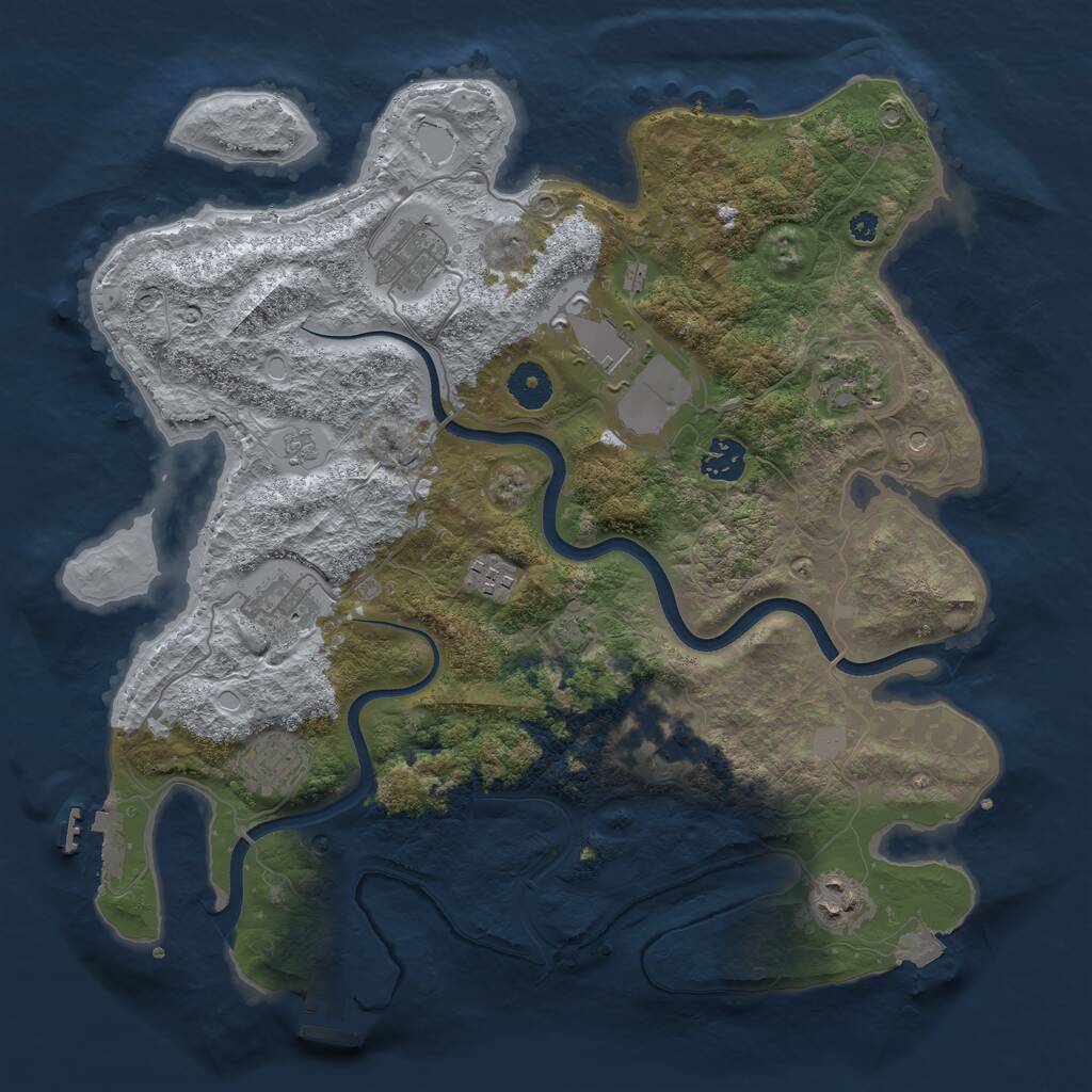 Rust Map: Procedural Map, Size: 3700, Seed: 2131996229, 15 Monuments