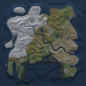 Thumbnail Rust Map: Procedural Map, Size: 3700, Seed: 2131996229, 15 Monuments