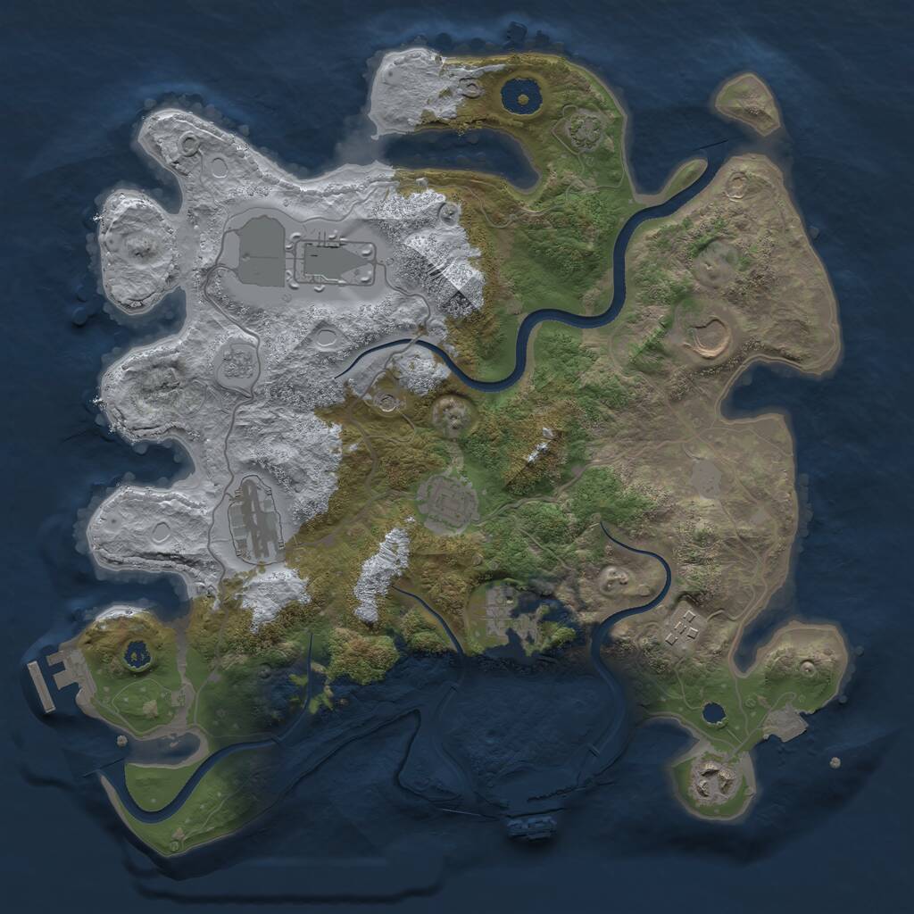Rust Map: Procedural Map, Size: 3500, Seed: 596171720, 13 Monuments