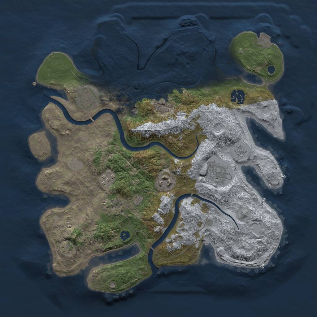 Rust Map: Procedural Map, Size: 3250, Seed: 1806909733, 12 Monuments