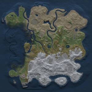 Thumbnail Rust Map: Procedural Map, Size: 4050, Seed: 261514144, 17 Monuments