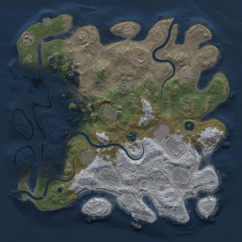 Rust Map: Procedural Map, Size: 3800, Seed: 59672, 17 Monuments