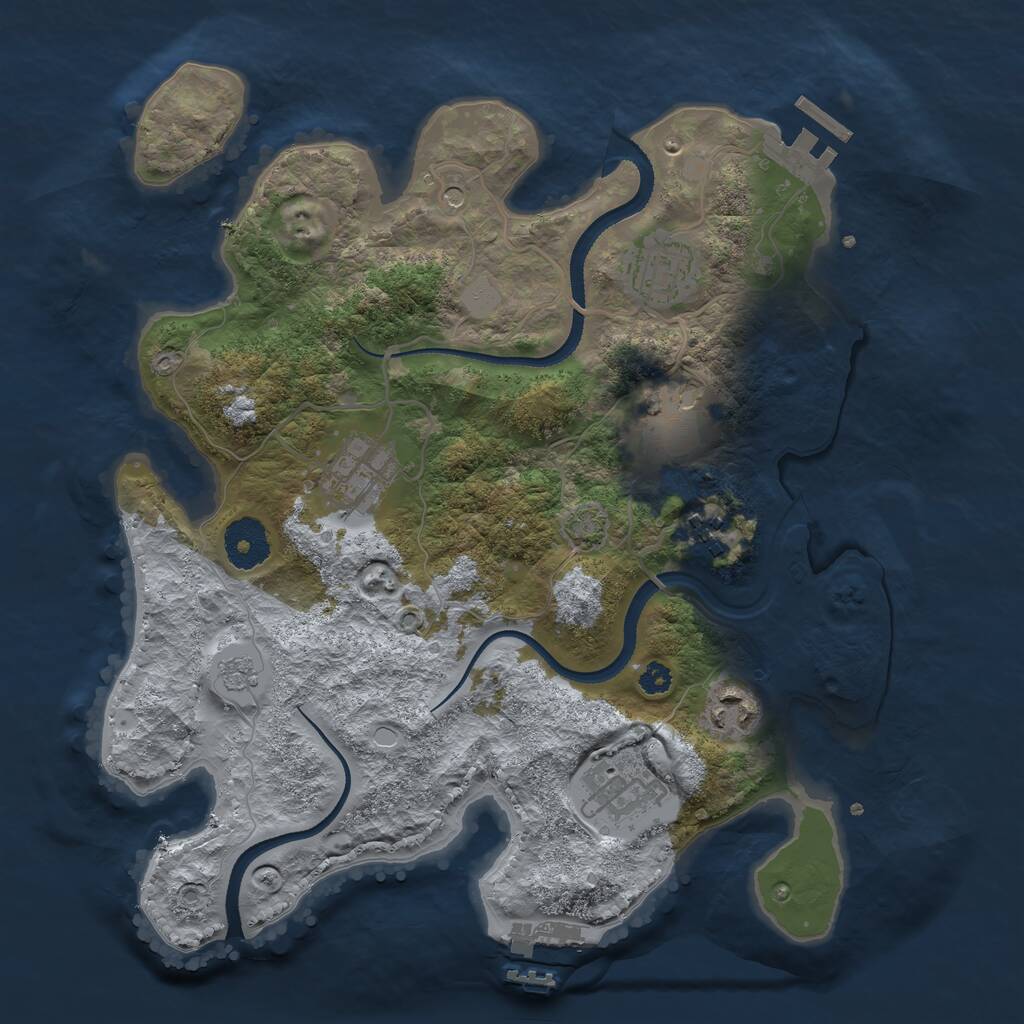 Rust Map: Procedural Map, Size: 3200, Seed: 67543223, 12 Monuments