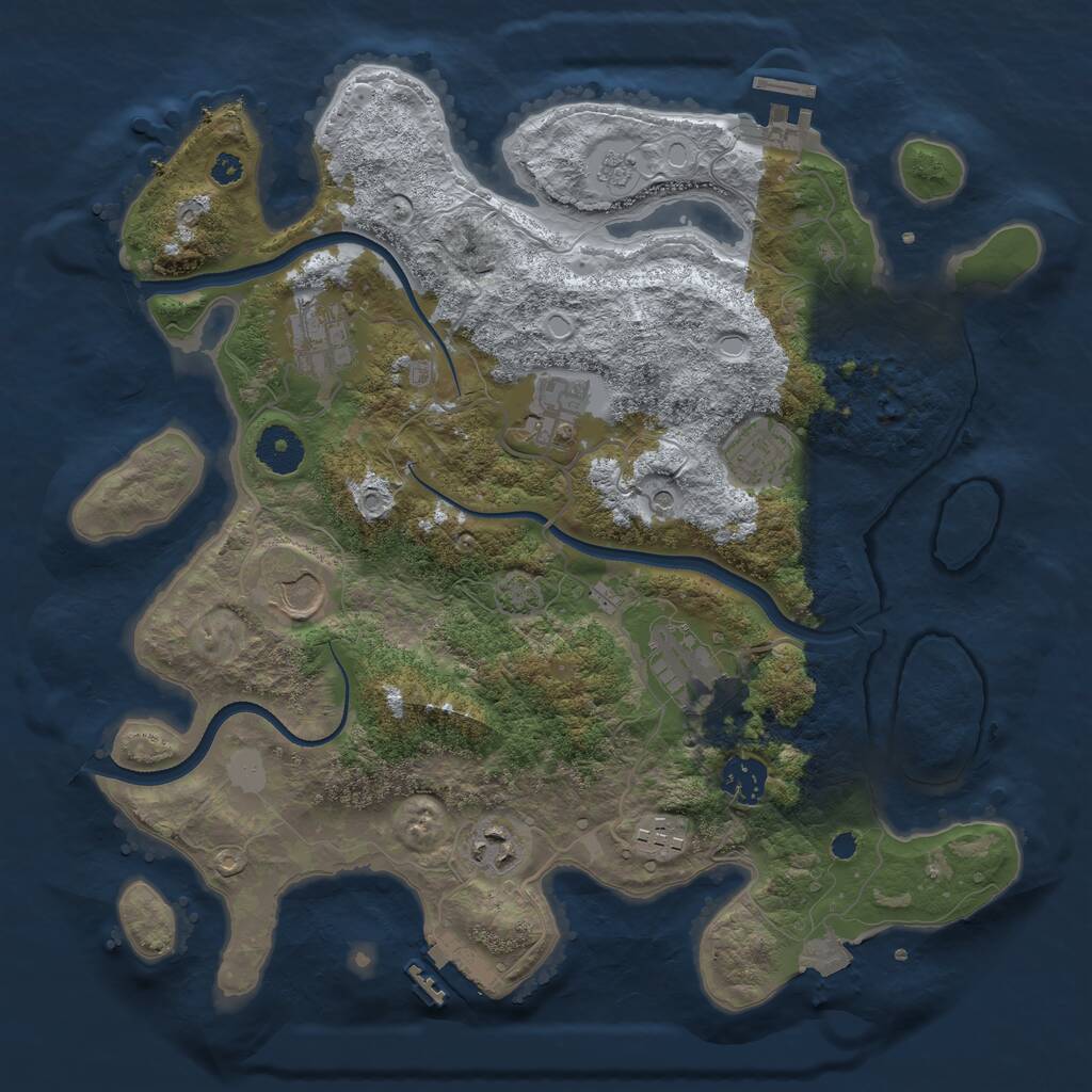 Rust Map: Procedural Map, Size: 3500, Seed: 415234466, 14 Monuments