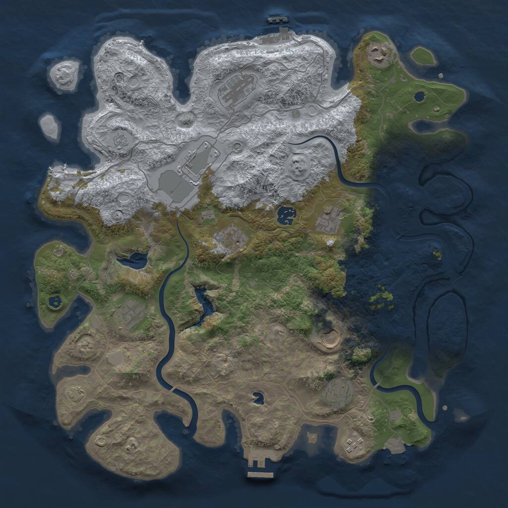 Rust Map: Procedural Map, Size: 4000, Seed: 977974252, 16 Monuments