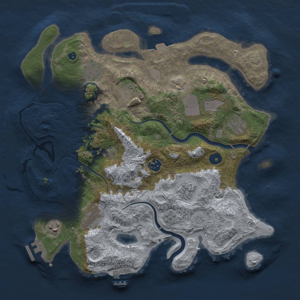 Rust Map: Procedural Map, Size: 3700, Seed: 1659678765, 15 Monuments