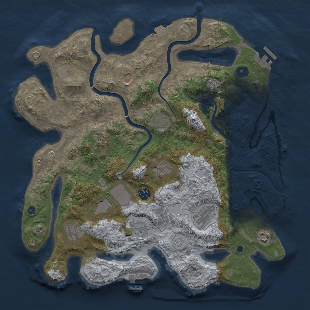 Rust Map: Procedural Map, Size: 3850, Seed: 2251, 17 Monuments