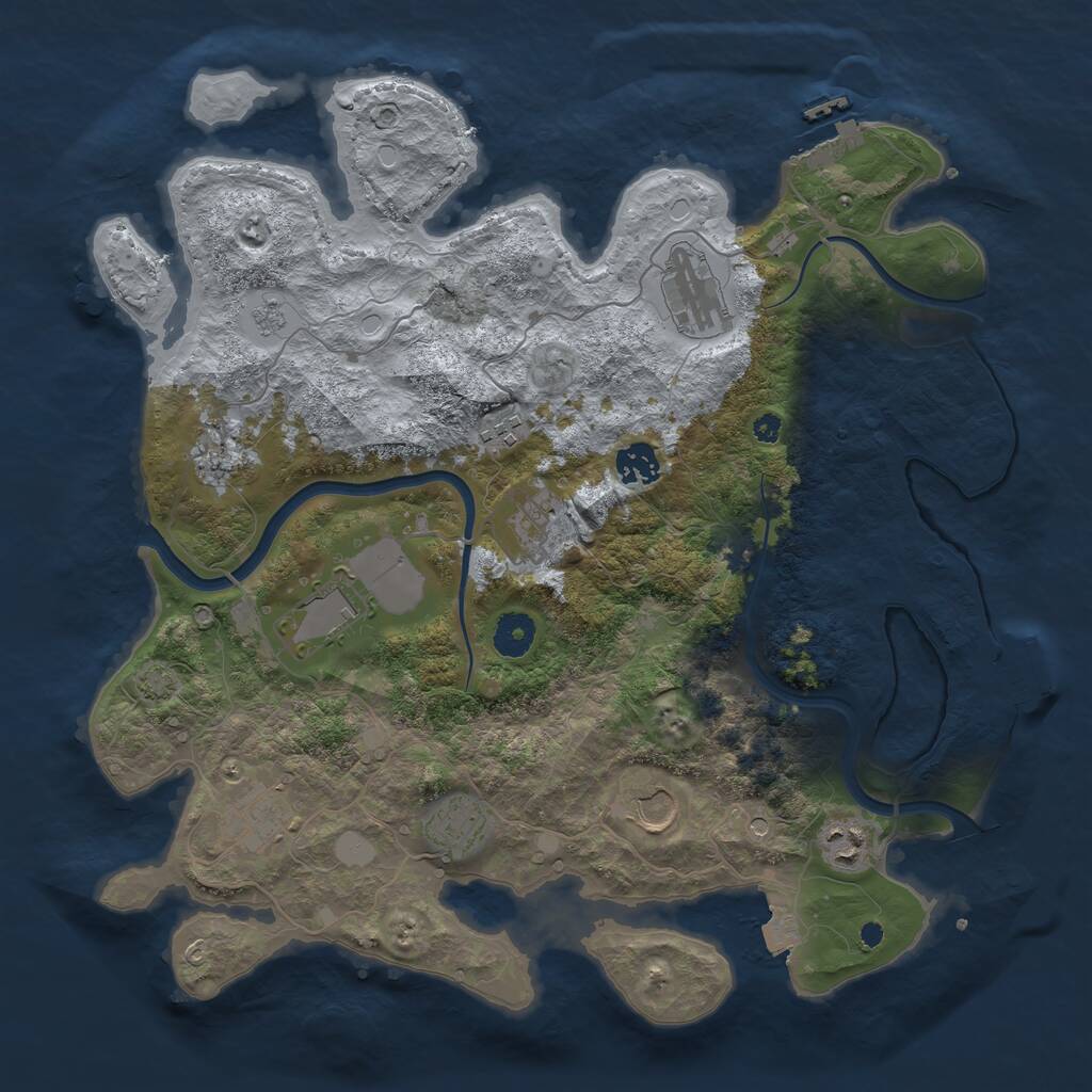 Rust Map: Procedural Map, Size: 3800, Seed: 87960379, 16 Monuments