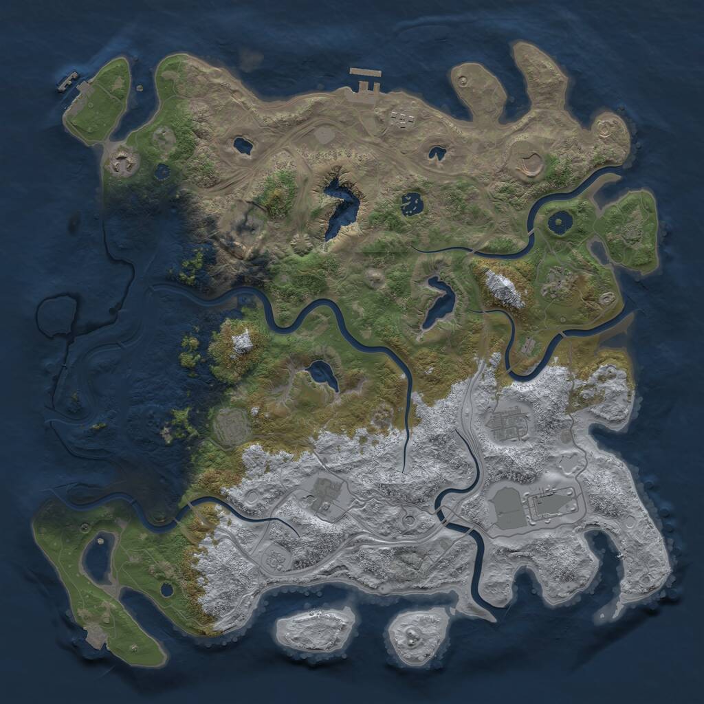 Rust Map: Procedural Map, Size: 4500, Seed: 841106167, 16 Monuments