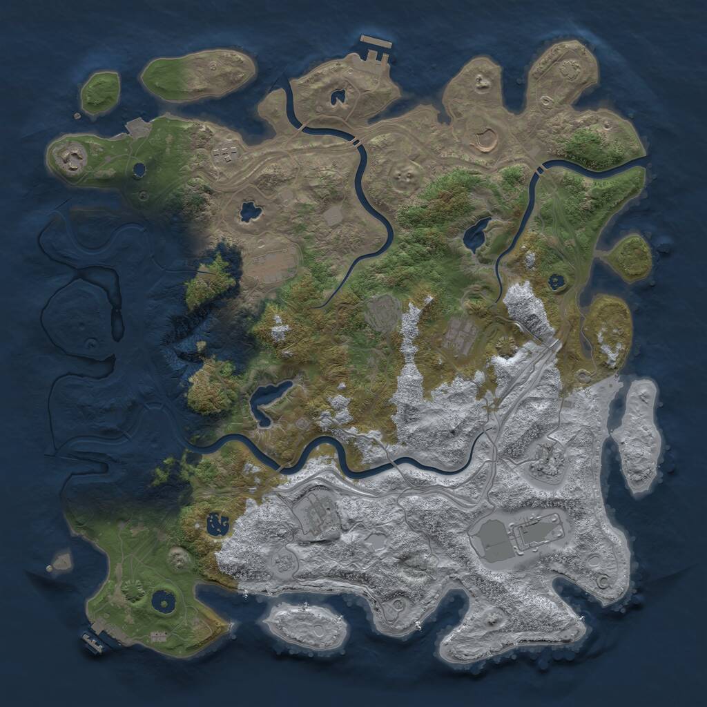 Rust Map: Procedural Map, Size: 4500, Seed: 496973885, 16 Monuments