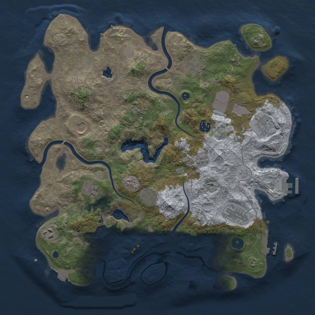 Rust Map: Procedural Map, Size: 4000, Seed: 434854104, 17 Monuments