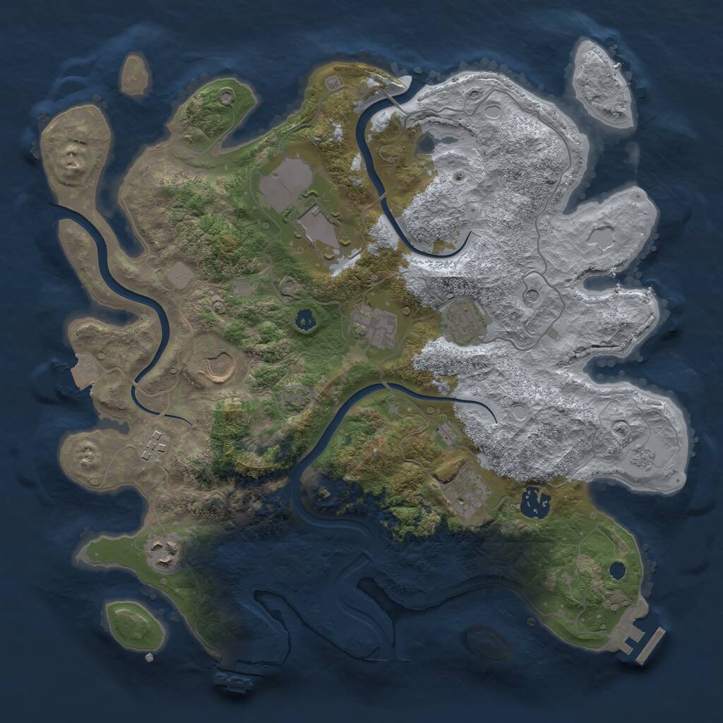 Rust Map: Procedural Map, Size: 3500, Seed: 579734004, 14 Monuments