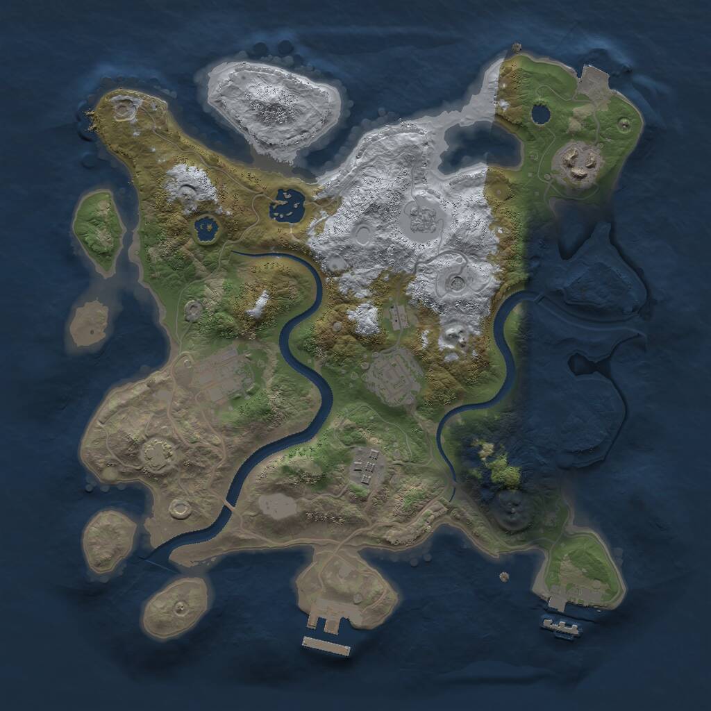 Rust Map: Procedural Map, Size: 3000, Seed: 1277691230, 11 Monuments