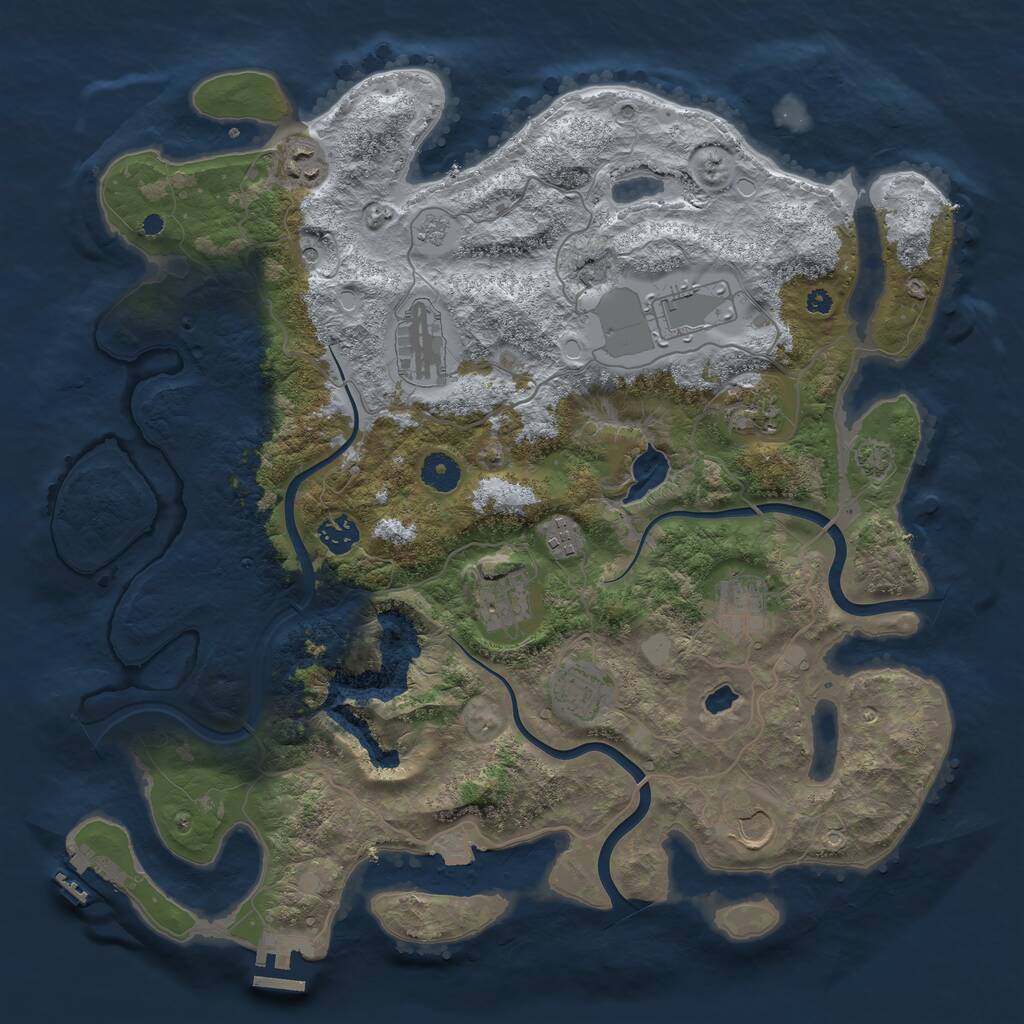 Rust Map: Procedural Map, Size: 4000, Seed: 1650920450, 16 Monuments