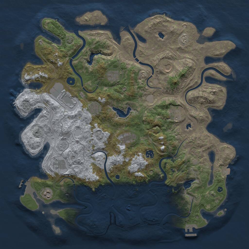 Rust Map: Procedural Map, Size: 4500, Seed: 174198590, 16 Monuments