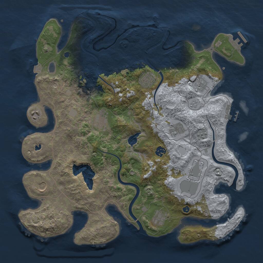 Rust Map: Procedural Map, Size: 4000, Seed: 9973, 16 Monuments