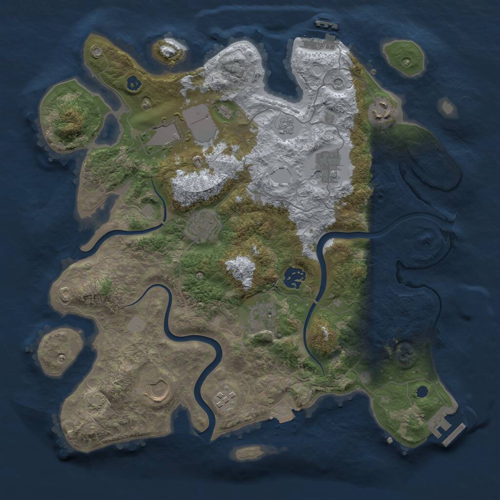 Rust Map: Procedural Map, Size: 3500, Seed: 7951, 14 Monuments