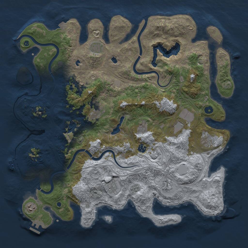 Rust Map: Procedural Map, Size: 4500, Seed: 90540619, 16 Monuments