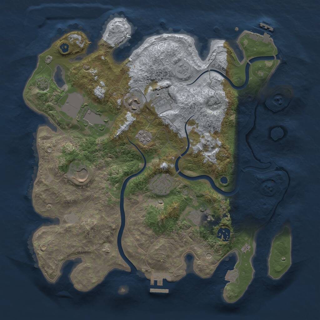 Rust Map: Procedural Map, Size: 3500, Seed: 113999925, 14 Monuments