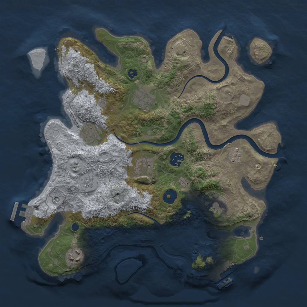 Rust Map: Procedural Map, Size: 3250, Seed: 28228781, 13 Monuments