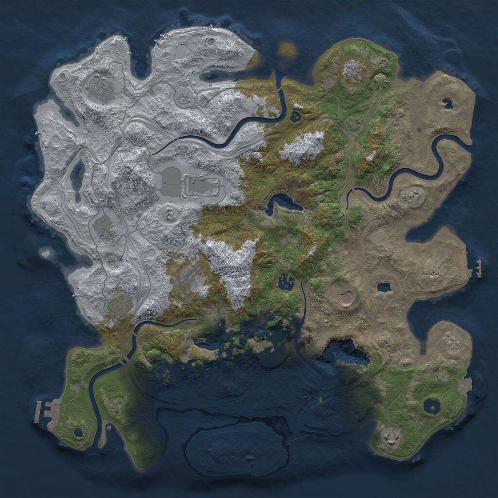 Rust Map: Procedural Map, Size: 4500, Seed: 643449526, 17 Monuments