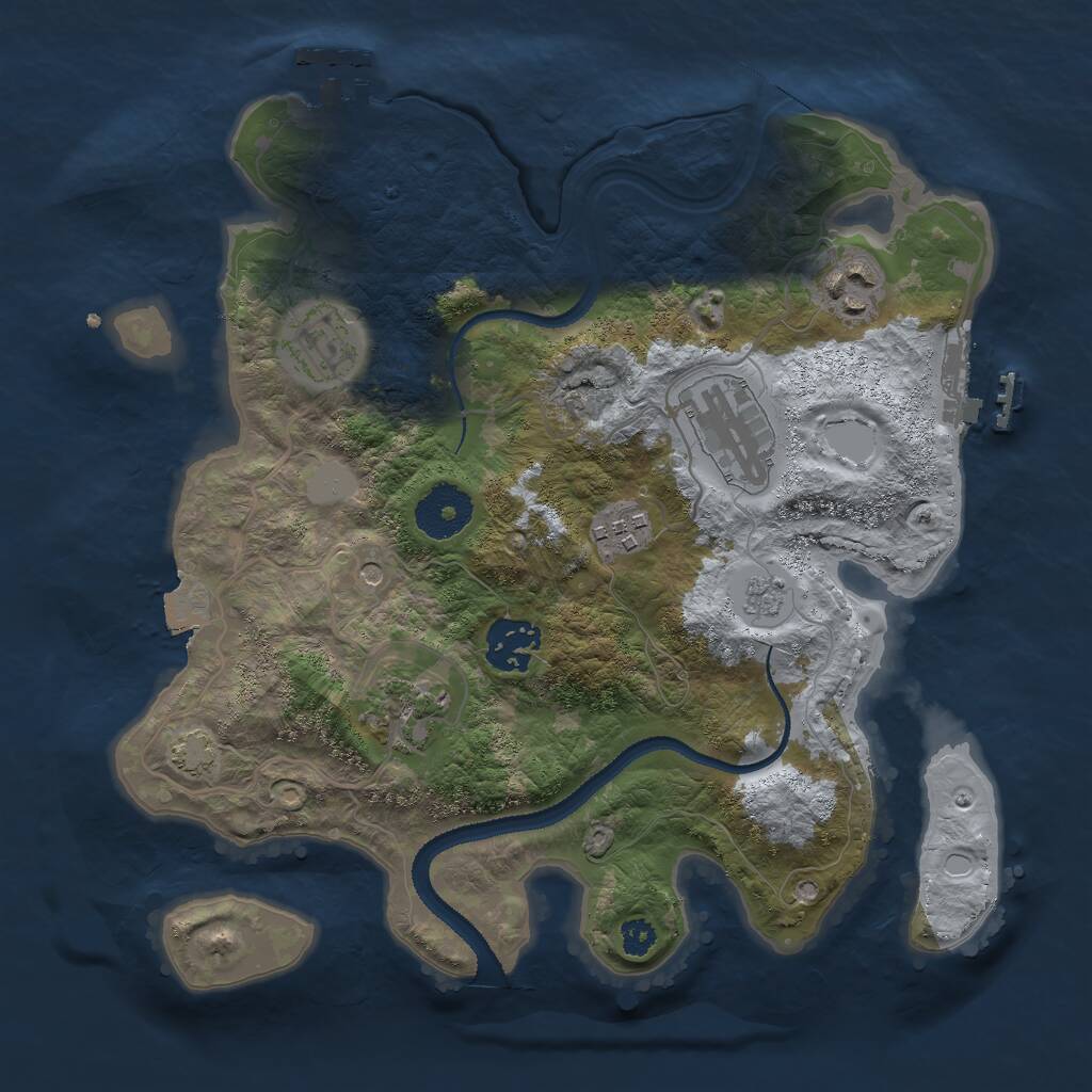 Rust Map: Procedural Map, Size: 3000, Seed: 333790459, 12 Monuments