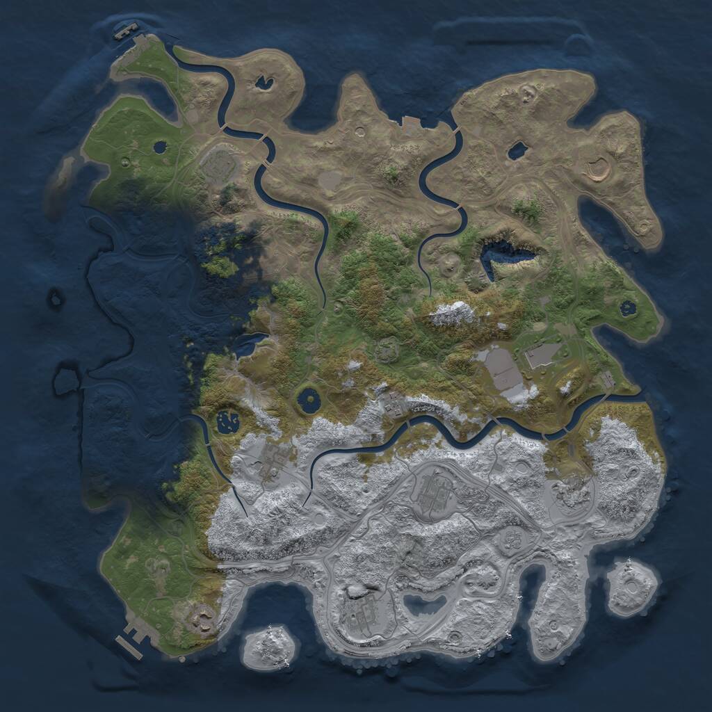 Rust Map: Procedural Map, Size: 4500, Seed: 55395663, 17 Monuments