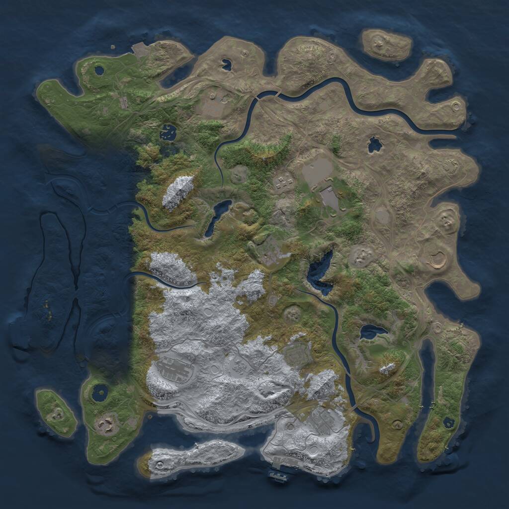 Rust Map: Procedural Map, Size: 4500, Seed: 350881864, 16 Monuments